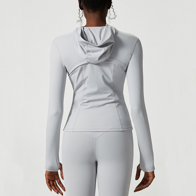 3-dijelni set za fitness jogu, jednobojno odijelo za teretanu, jakna s kapuljačom, seksi grudnjak s leđima, tajice s visokim strukom, ženska sportska odjeća