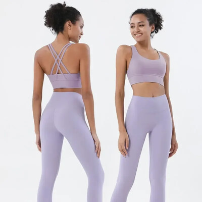 Stown Sportswear Σετ Γιόγκα Κολάν και μπλούζες γυμναστική Αθλητικές στολές γυμναστικής Ρούχα γιόγκα Κολάν χωρίς ραφή Γυναικεία μπλουζάκια παντελόνι