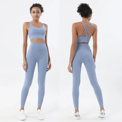 Stown Sportswear Σετ Γιόγκα Κολάν και μπλούζες γυμναστική Αθλητικές στολές γυμναστικής Ρούχα γιόγκα Κολάν χωρίς ραφή Γυναικεία μπλουζάκια παντελόνι