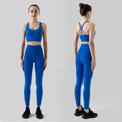 Stown Sportswear Σετ Γιόγκα Κολάν και μπλούζες γυμναστική Αθλητικές στολές γυμναστικής Ρούχα γιόγκα Κολάν χωρίς ραφή Γυναικεία μπλουζάκια παντελόνι
