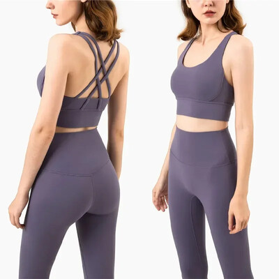 Stown Sportswear Σετ Γιόγκα Κολάν και μπλούζες γυμναστική Αθλητικές στολές γυμναστικής Ρούχα γιόγκα Κολάν χωρίς ραφή Γυναικεία μπλουζάκια παντελόνι