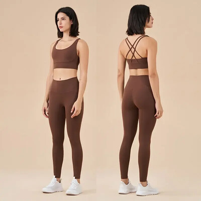 Stown Sportswear Σετ Γιόγκα Κολάν και μπλούζες γυμναστική Αθλητικές στολές γυμναστικής Ρούχα γιόγκα Κολάν χωρίς ραφή Γυναικεία μπλουζάκια παντελόνι