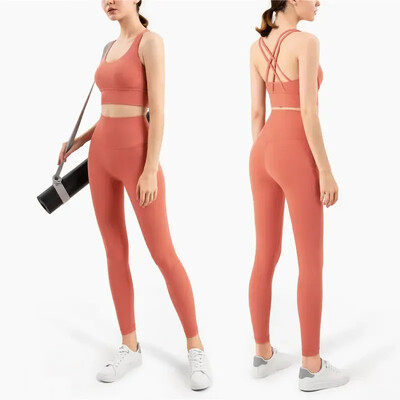 Stown Sportswear Σετ Γιόγκα Κολάν και μπλούζες γυμναστική Αθλητικές στολές γυμναστικής Ρούχα γιόγκα Κολάν χωρίς ραφή Γυναικεία μπλουζάκια παντελόνι