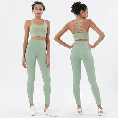 Stown Sportswear Σετ Γιόγκα Κολάν και μπλούζες γυμναστική Αθλητικές στολές γυμναστικής Ρούχα γιόγκα Κολάν χωρίς ραφή Γυναικεία μπλουζάκια παντελόνι