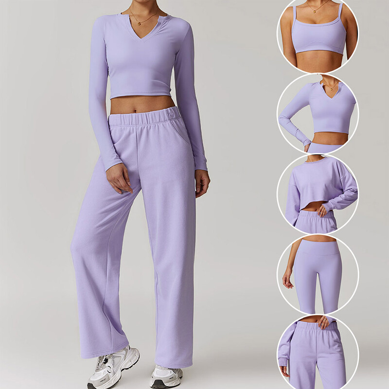 Őszi téli sport szett széles lábú, hosszú ujjú jóga szett női kiszélesedő melltartó edzés pulóver Tornaterem Ruházat Fitness öltöny