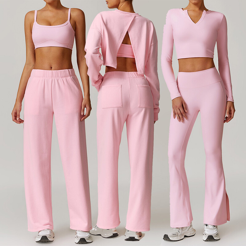 Őszi téli sport szett széles lábú, hosszú ujjú jóga szett női kiszélesedő melltartó edzés pulóver Tornaterem Ruházat Fitness öltöny