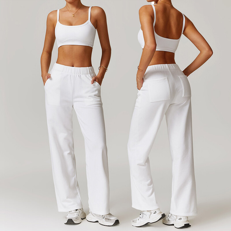 Őszi téli sport szett széles lábú, hosszú ujjú jóga szett női kiszélesedő melltartó edzés pulóver Tornaterem Ruházat Fitness öltöny