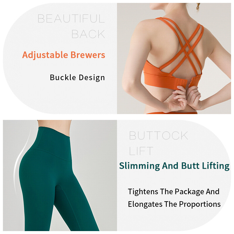 2-dijelna odjeća za jogu Ženska trenirka Sportska odjeća Odijelo za fitness Pilates Push up odjeća za vježbanje u teretani Sportski grudnjak Tajice Odijelo