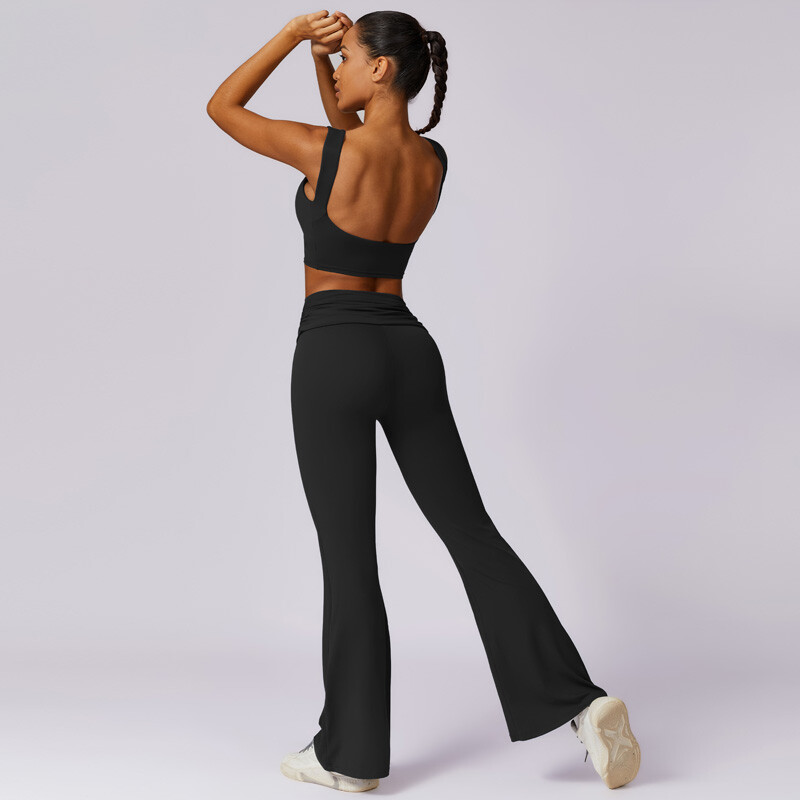 Dvodijelni prozračni sportski joga set Odjeća za vježbanje za žene 2 komada odijela za fitness odijelo za teretanu Visoko struka Portwear Ženska trenerka