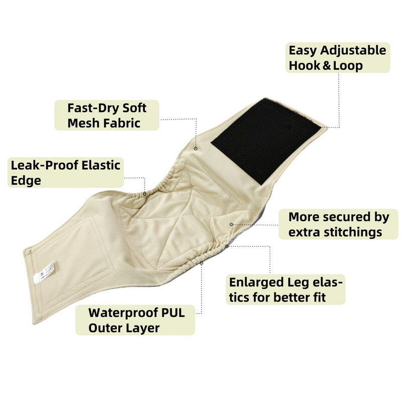 Perive pelene za muške pse Higijenske gaćice za kućne ljubimce koje se mogu višekratno upotrijebiti Pelene za umotavanje oko trbuha Upijajuće gaćice za pse otporne na curenje