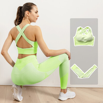 Femei Fitness Sport Yoga Costum fără cusături Yoga 2/3 buc Seturi Jachetă cu mânecă lungă cu fermoar Îmbrăcăminte de primăvară pentru gimnastică Set de haine pentru alergare
