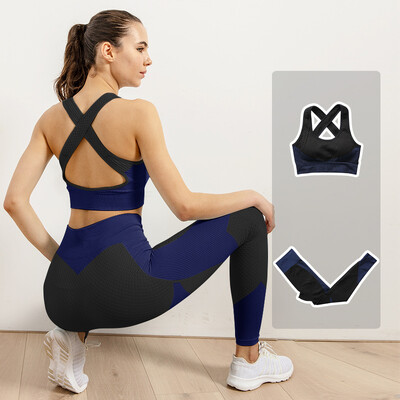 Femei Fitness Sport Yoga Costum fără cusături Yoga 2/3 buc Seturi Jachetă cu mânecă lungă cu fermoar Îmbrăcăminte de primăvară pentru gimnastică Set de haine pentru alergare