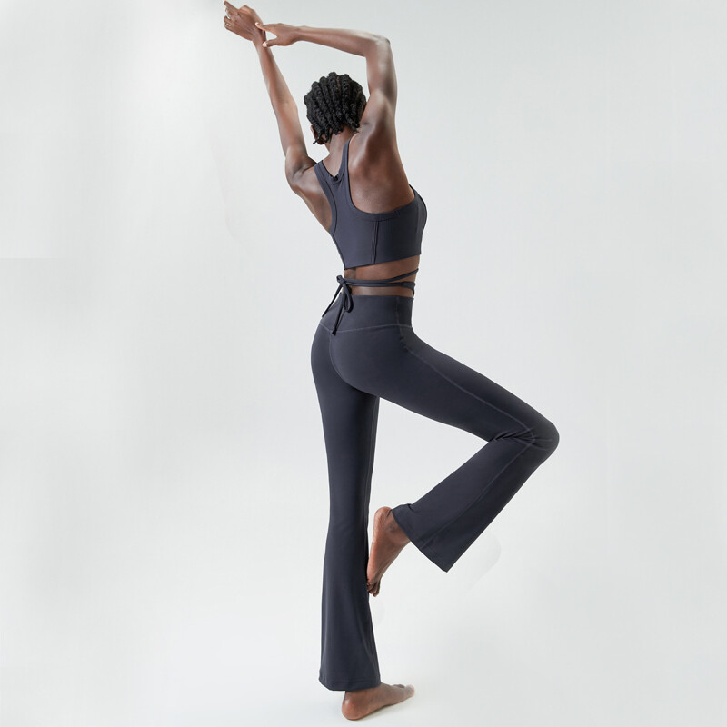 Ženski dvodijelni set za jogu, mekana, mekana, super rastezljiva odjeća za vježbanje, snažan grudnjak, široke hlače, odijelo za teretanu, ženska odjeća