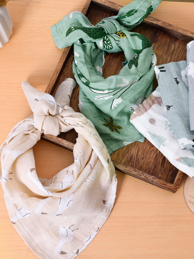 HappyFlute New Cute Animals Print 5Pcs/set Muslin Swaddle Hranjenje Podrigivanje Novorođenčad Meka bambusova pamučna tkanina Dekica Maramice