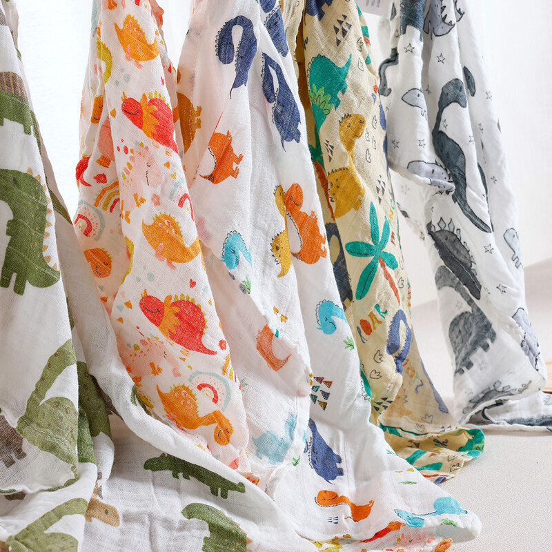 HappyFlute New Cute Animals Print 5Pcs/set Muslin Swaddle Hranjenje Podrigivanje Novorođenčad Meka bambusova pamučna tkanina Dekica Maramice