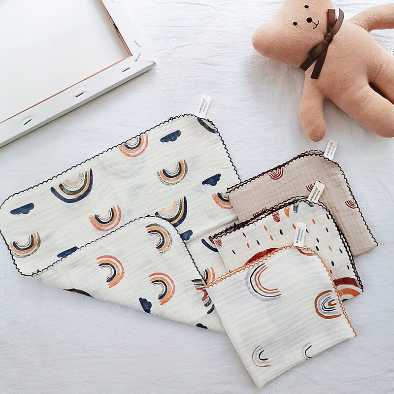 Pamučni dječji ručnik za lice Predmeti za novorođenčad 4-slojni muslinski dječji rupčić Rupčić s mekanom slinom Trokut Krpe za podrigivanje za hranjenje