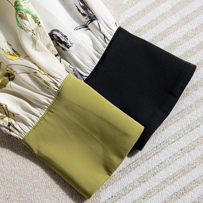 Kineski stil Proljeće Jesen Ženske 2024. Nove patchwork polo ovratnike s gumbima s printom Modne široke ležerne bluze s dugim rukavima Košulje