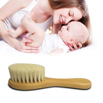 New Baby Care Pure Natural Wool Ξύλινη βρεφική βούρτσα χτένα Βούρτσα για μωρά Βούρτσα μαλλιών για νεογέννητο μασάζ κεφαλής χτένα για μωρά