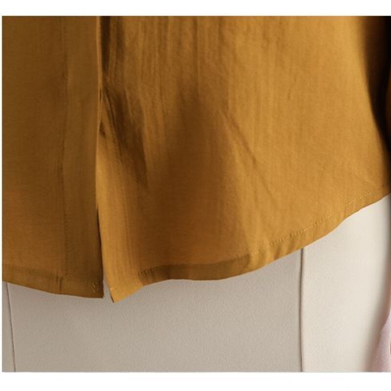 Modne jednobojne široke minimalističke majice dugih rukava u kineskom stilu za proljeće i jesen 2024., modne patchwork polo ovratnike s gumbima