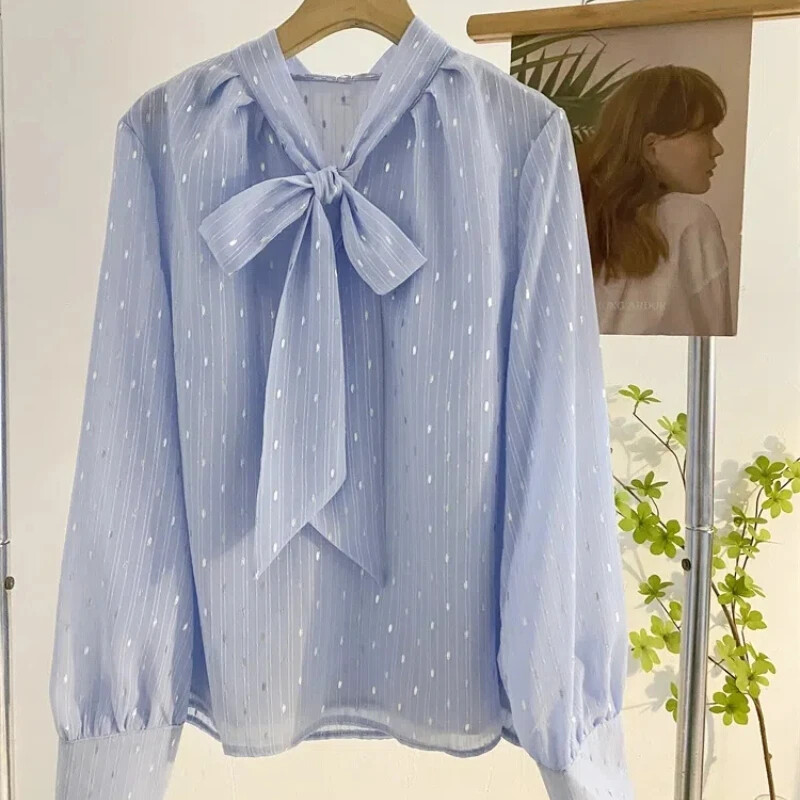 Lampion od šifona, dugih rukava, šljokica, šal, ovratnik, povez, pulover, jednobojna majica, proljeće i jesen, ležerna, elegantna ženska majica