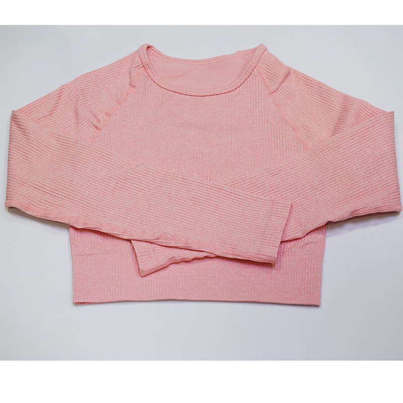 Rebrasti bešavni set za jogu Trenirka Ženska sportska odjeća Komplet za teretanu Odjeća za fitness Odjeća za vježbanje Dugih rukava Crop Top Tajice za jogu