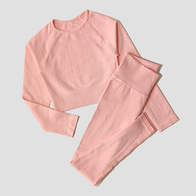 Îmbrăcăminte sport pentru femei Set de yoga Îmbrăcăminte de antrenament Îmbrăcăminte atletică Sport Sală de gimnastică Jambiere fără sudură Fitness Sutien Crop Top Costum de yoga cu mâneci lungi
