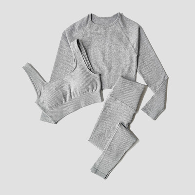 Îmbrăcăminte sport pentru femei Set de yoga Îmbrăcăminte de antrenament Îmbrăcăminte atletică Sport Sală de gimnastică Jambiere fără sudură Fitness Sutien Crop Top Costum de yoga cu mâneci lungi