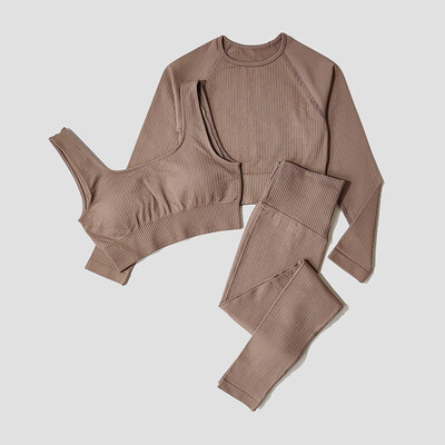 Îmbrăcăminte sport pentru femei Set de yoga Îmbrăcăminte de antrenament Îmbrăcăminte atletică Sport Sală de gimnastică Jambiere fără sudură Fitness Sutien Crop Top Costum de yoga cu mâneci lungi