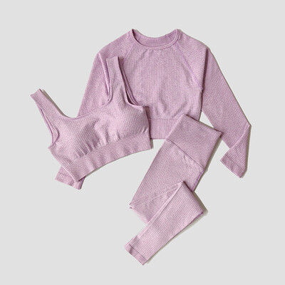Îmbrăcăminte sport pentru femei Set de yoga Îmbrăcăminte de antrenament Îmbrăcăminte atletică Sport Sală de gimnastică Jambiere fără sudură Fitness Sutien Crop Top Costum de yoga cu mâneci lungi