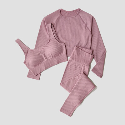 Îmbrăcăminte sport pentru femei Set de yoga Îmbrăcăminte de antrenament Îmbrăcăminte atletică Sport Sală de gimnastică Jambiere fără sudură Fitness Sutien Crop Top Costum de yoga cu mâneci lungi