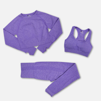 Set de yoga pentru femei, fără sudură, 2/3 buc. Îmbrăcăminte sportivă de antrenament Îmbrăcăminte de gimnastică Fitness cu mânecă lungă Crop Top Jambiere cu talie înaltă Costume sportive