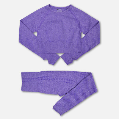 Set de yoga pentru femei, fără sudură, 2/3 buc. Îmbrăcăminte sportivă de antrenament Îmbrăcăminte de gimnastică Fitness cu mânecă lungă Crop Top Jambiere cu talie înaltă Costume sportive
