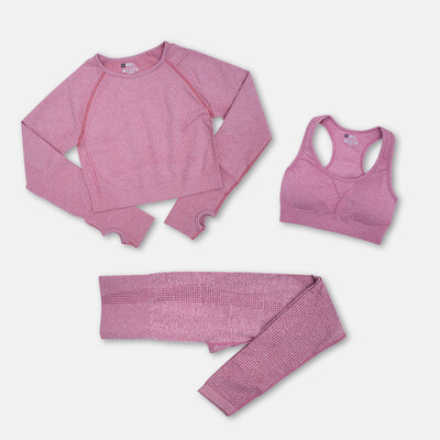 Set de yoga pentru femei, fără sudură, 2/3 buc. Îmbrăcăminte sportivă de antrenament Îmbrăcăminte de gimnastică Fitness cu mânecă lungă Crop Top Jambiere cu talie înaltă Costume sportive