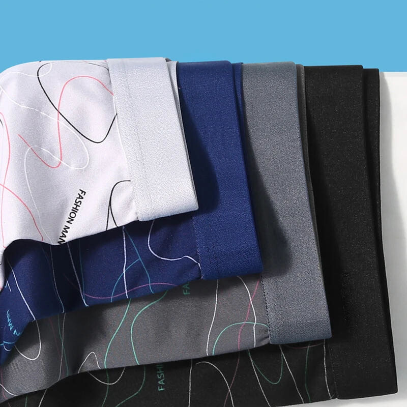 4 kom/muške bokserice s printom donjeg rublja visoke rastezljivosti, srednjeg struka, elegantno muško, čvrsto prozračno donje rublje velika veličina L-4XL