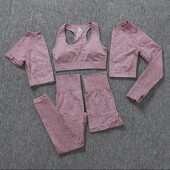 2/3/5 buc. Costume sportive pentru femei fără sudură Set de yoga Îmbrăcăminte sportivă de antrenament Îmbrăcăminte de gimnastică Fitness Top cu mânecă lungă Leggings cu talie înaltă