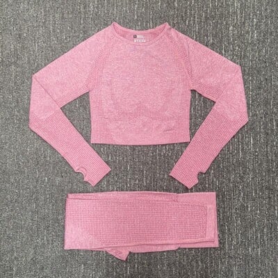 2/3/5 buc. Costume sportive pentru femei fără sudură Set de yoga Îmbrăcăminte sportivă de antrenament Îmbrăcăminte de gimnastică Fitness Top cu mânecă lungă Leggings cu talie înaltă
