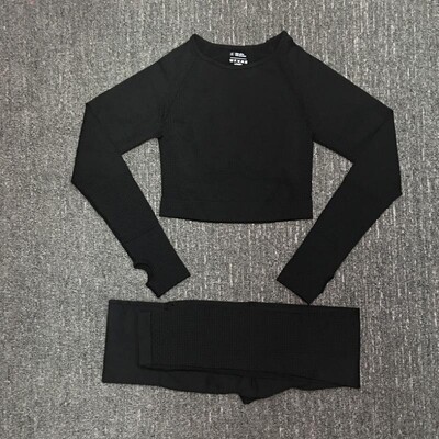 2/3/5 buc. Costume sportive pentru femei fără sudură Set de yoga Îmbrăcăminte sportivă de antrenament Îmbrăcăminte de gimnastică Fitness Top cu mânecă lungă Leggings cu talie înaltă