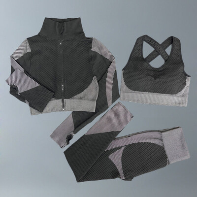 Costume de yoga Femei Îmbrăcăminte de fitness Set de gimnastică Ținute sport Antrenament Exercițiu Pantaloni de antrenament Sutien cu mânecă lungă Crop Top Treninguri pentru femei