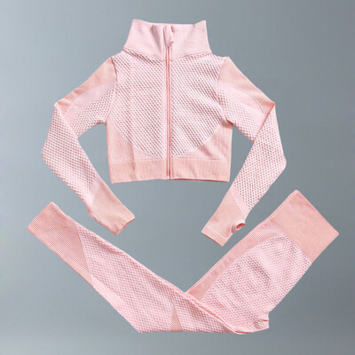 Costume de yoga Femei Îmbrăcăminte de fitness Set de gimnastică Ținute sport Antrenament Exercițiu Pantaloni de antrenament Sutien cu mânecă lungă Crop Top Treninguri pentru femei