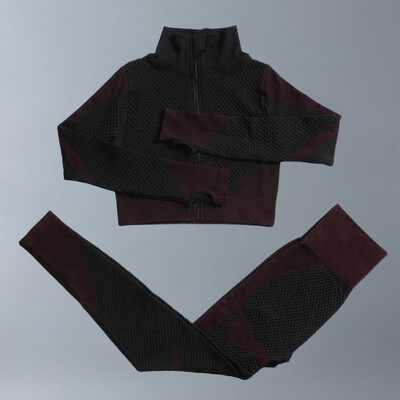 Costume de yoga Femei Îmbrăcăminte de fitness Set de gimnastică Ținute sport Antrenament Exercițiu Pantaloni de antrenament Sutien cu mânecă lungă Crop Top Treninguri pentru femei