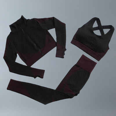 Costume de yoga Femei Îmbrăcăminte de fitness Set de gimnastică Ținute sport Antrenament Exercițiu Pantaloni de antrenament Sutien cu mânecă lungă Crop Top Treninguri pentru femei