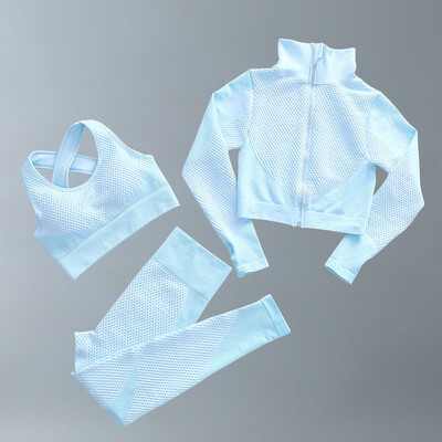 Costume de yoga Femei Îmbrăcăminte de fitness Set de gimnastică Ținute sport Antrenament Exercițiu Pantaloni de antrenament Sutien cu mânecă lungă Crop Top Treninguri pentru femei