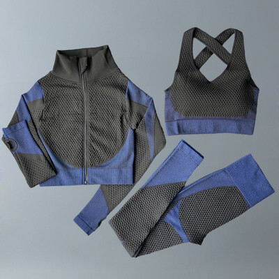 Costume de yoga Femei Îmbrăcăminte de fitness Set de gimnastică Ținute sport Antrenament Exercițiu Pantaloni de antrenament Sutien cu mânecă lungă Crop Top Treninguri pentru femei