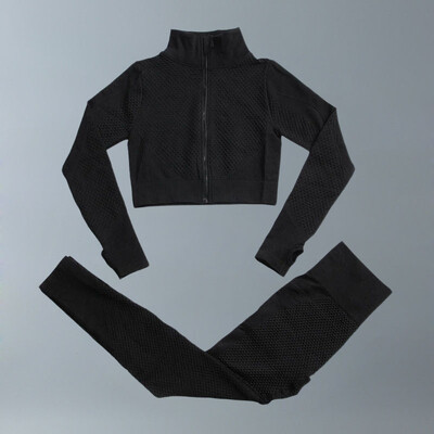 Costume de yoga Femei Îmbrăcăminte de fitness Set de gimnastică Ținute sport Antrenament Exercițiu Pantaloni de antrenament Sutien cu mânecă lungă Crop Top Treninguri pentru femei