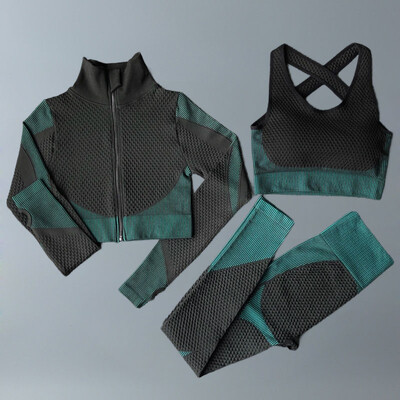 Costume de yoga Femei Îmbrăcăminte de fitness Set de gimnastică Ținute sport Antrenament Exercițiu Pantaloni de antrenament Sutien cu mânecă lungă Crop Top Treninguri pentru femei