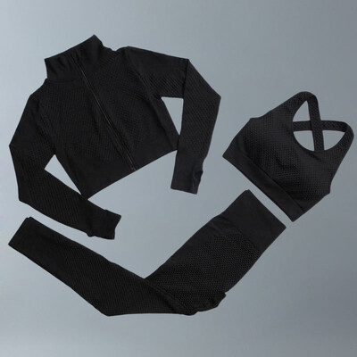 Costume de yoga Femei Îmbrăcăminte de fitness Set de gimnastică Ținute sport Antrenament Exercițiu Pantaloni de antrenament Sutien cu mânecă lungă Crop Top Treninguri pentru femei