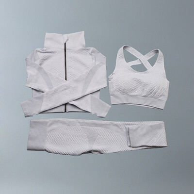 Costume de yoga Femei Îmbrăcăminte de fitness Set de gimnastică Ținute sport Antrenament Exercițiu Pantaloni de antrenament Sutien cu mânecă lungă Crop Top Treninguri pentru femei
