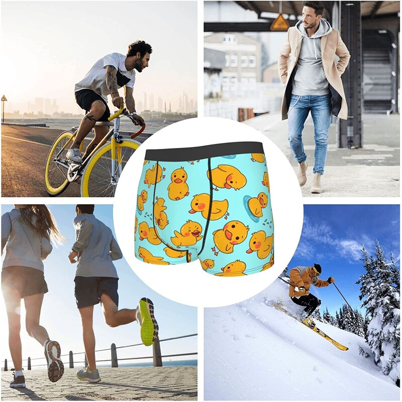 Ανδρικά σλιπ μπόξερ κινουμένων σχεδίων Yellow Duck Boxer σορτς Μαλακά αναπνέοντα ελαστικά μπαούλα εσώρουχα με φουσκωτή θήκη για άντρες αγόρια