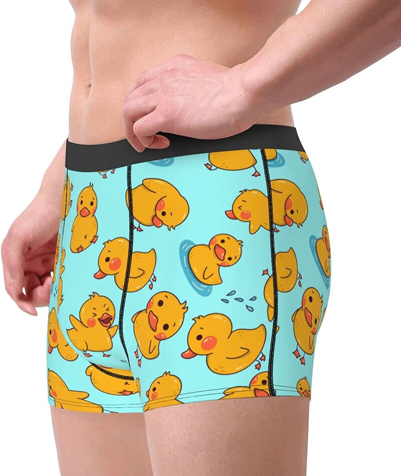 Ανδρικά σλιπ μπόξερ κινουμένων σχεδίων Yellow Duck Boxer σορτς Μαλακά αναπνέοντα ελαστικά μπαούλα εσώρουχα με φουσκωτή θήκη για άντρες αγόρια