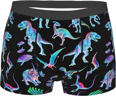 Meeste poksipüksid Fantaasia dinosauruste aluspesu kohvrid, pehmed venivad sportbokseri püksid Fitness meestele poistele